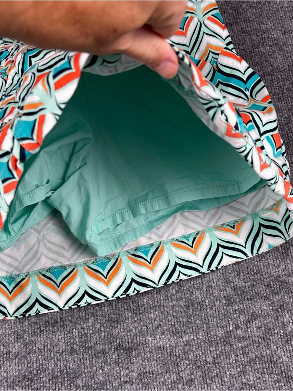 Crown & Ivy Geo Print Skort Retro Y2K Mini Colorblock Teal Orange Size 8 - Picture 5 of 11